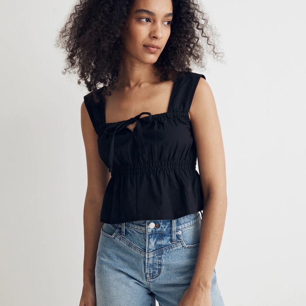 Madewell 	Smocked Tie-Front Tank Top